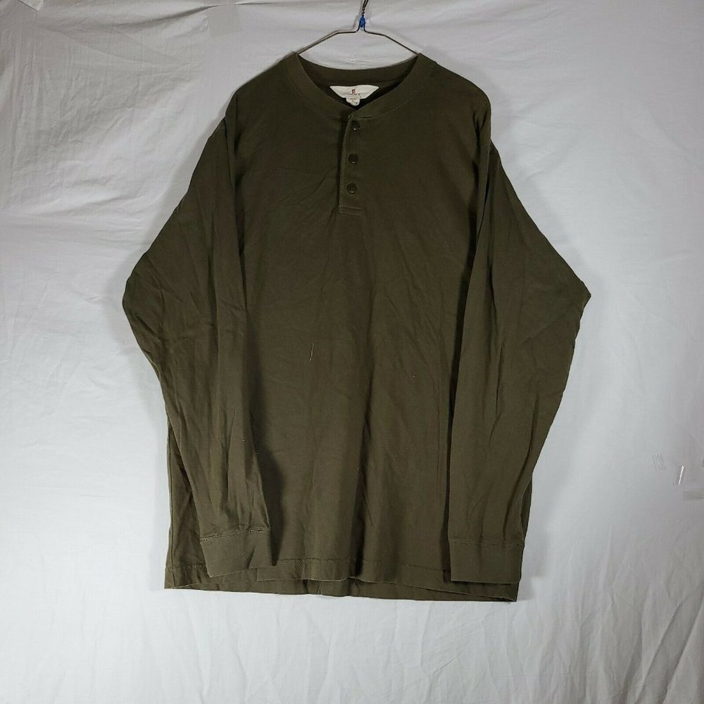 Woolrich Mens Green Pullover Sz Large Button 1/4 Shirt